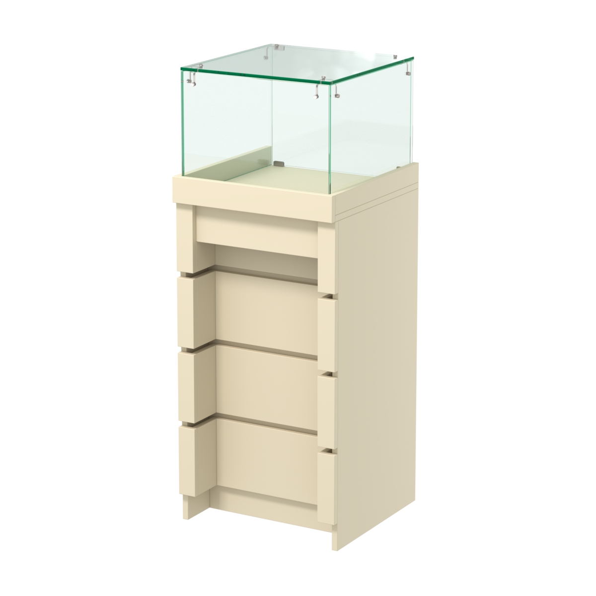 Торговый прилавок квадратный с утопленным фасадом №УФ-3-450 Крем Вайс