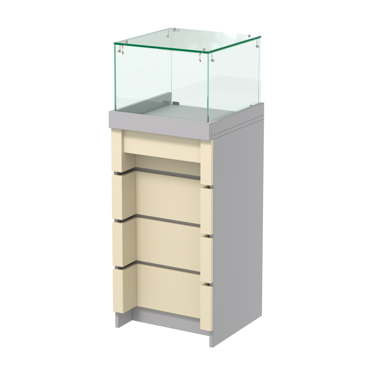 Торговый прилавок квадратный с утопленным фасадом №УФ-3-450 Серый + Крем Вайс