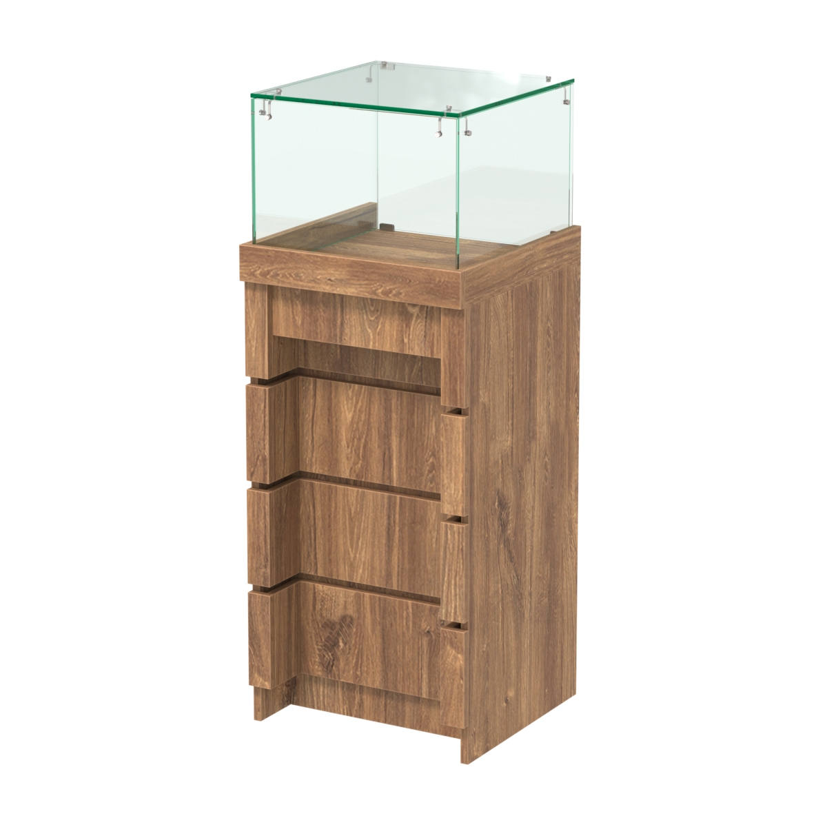 Торговый прилавок узкий с утопленным фасадом №УФ-4-450 Дуб Канзас коричневый