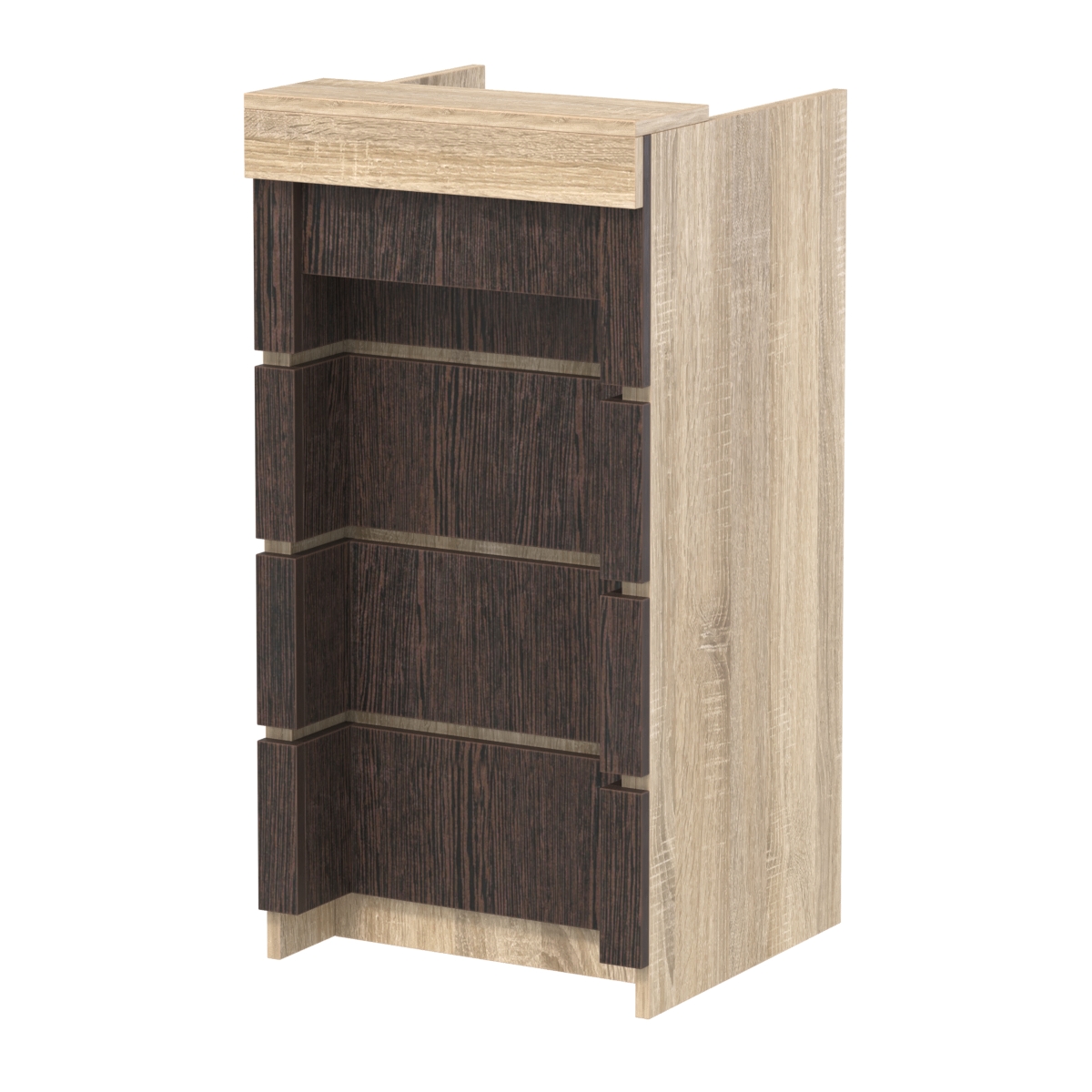 Торговый кассовый прилавок на колесах с утопленным фасадом №УФК-2-1 Дуб Сонома + Дуб Венге