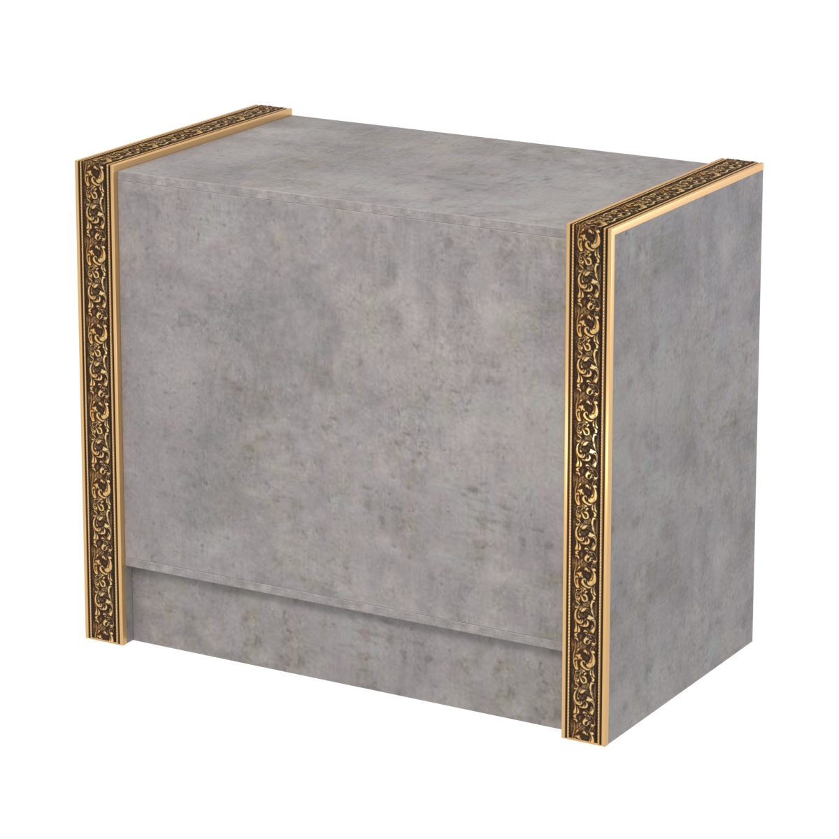 Недорогой прилавок с глухим фасадом и декоративными молдингами №ПДМ-1-900 Бетон Чикаго светло-серый F186 ST9