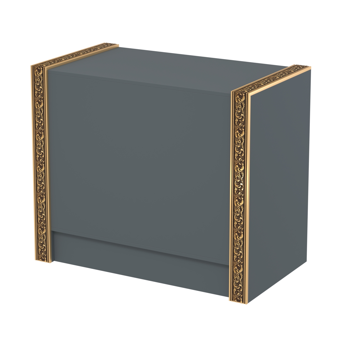 Недорогой прилавок с глухим фасадом и декоративными молдингами №ПДМ-1-900 Темно-Серый