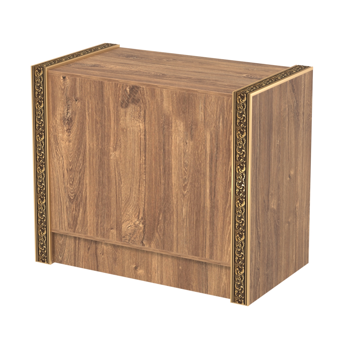 Недорогой прилавок с глухим фасадом и декоративными молдингами №ПДМ-1-900 Дуб Канзас коричневый