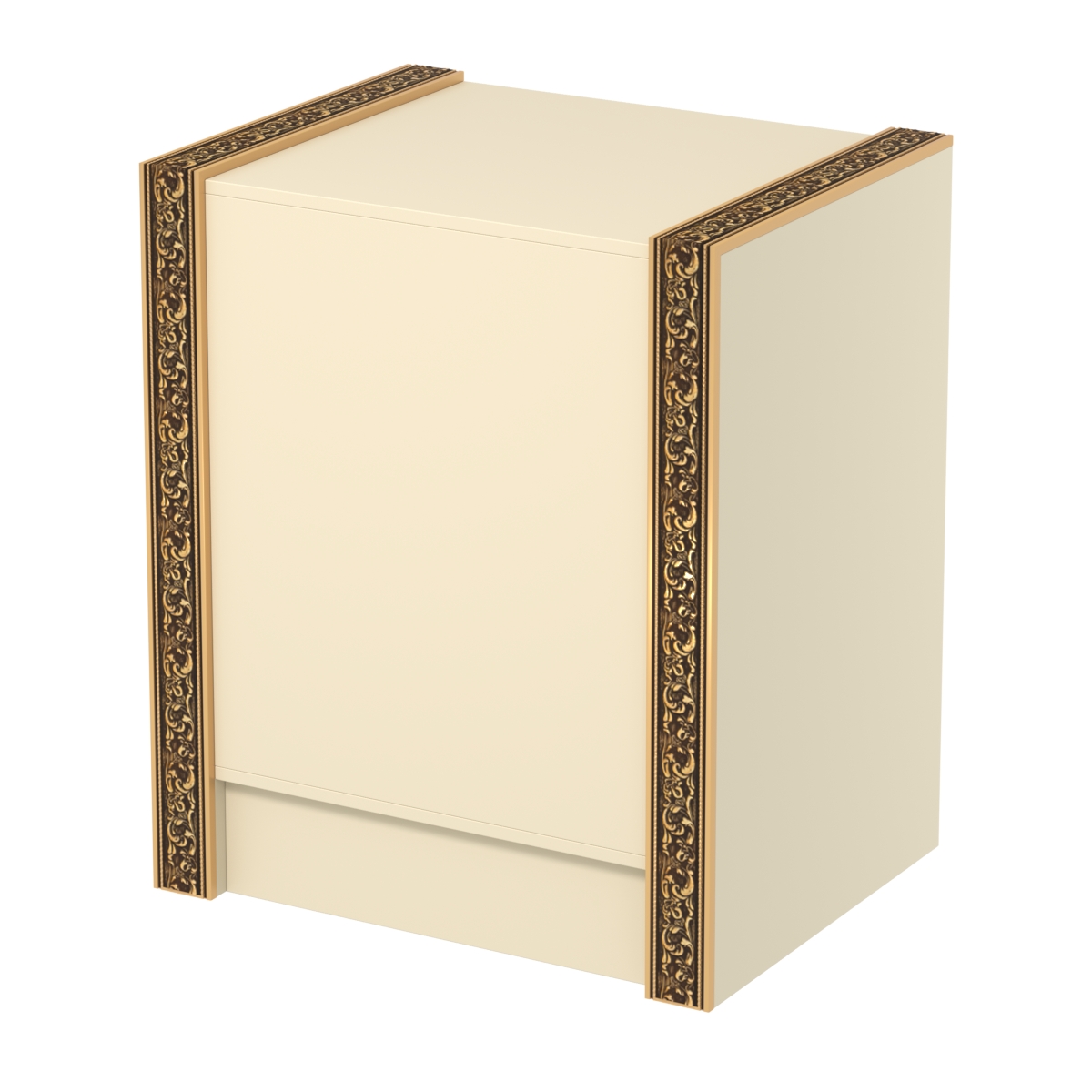 Недорогой прилавок полностью глухой с декоративными молдингами №ПДМ-5-600 Крем Вайс