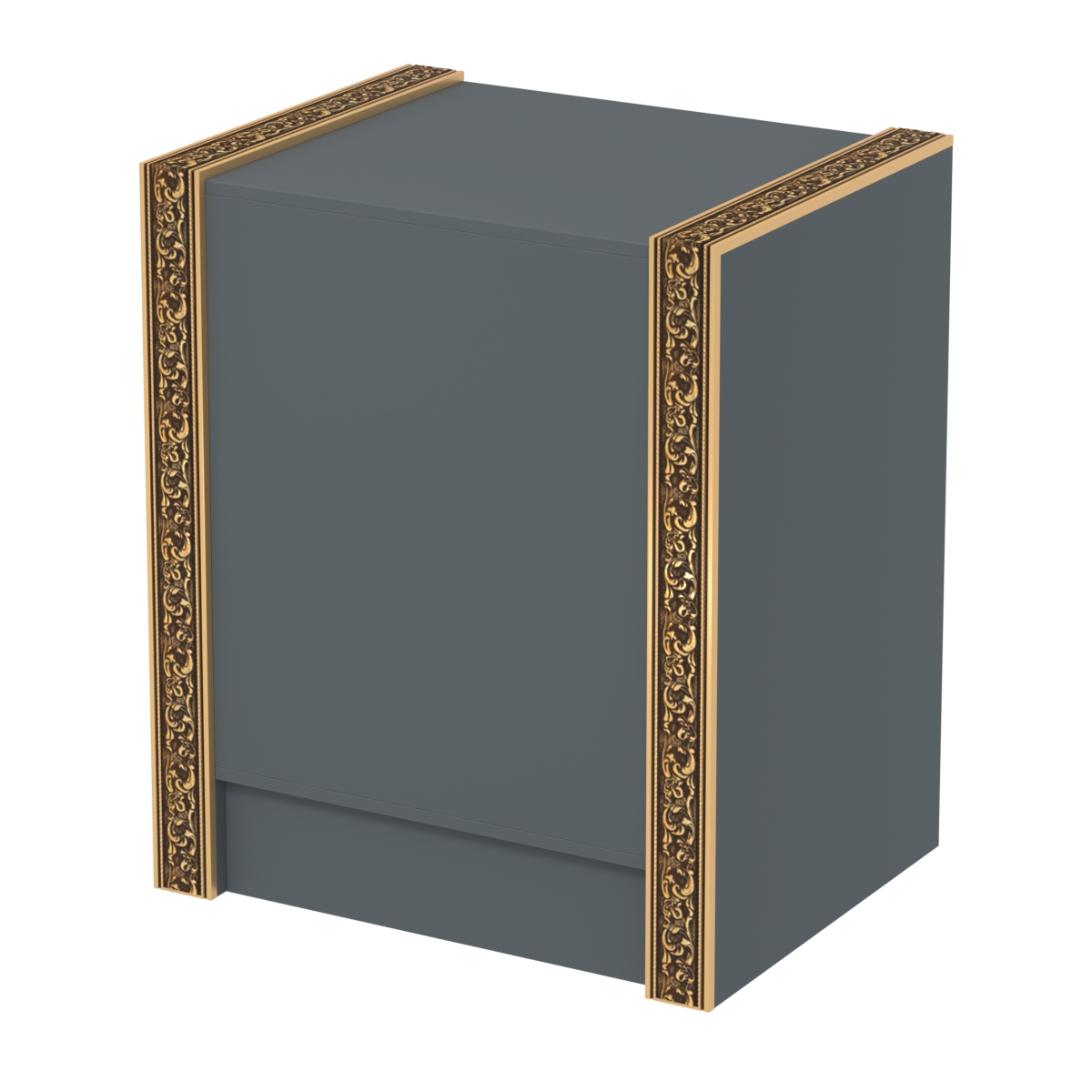 Недорогой прилавок полностью глухой с декоративными молдингами №ПДМ-5-600 Темно-Серый