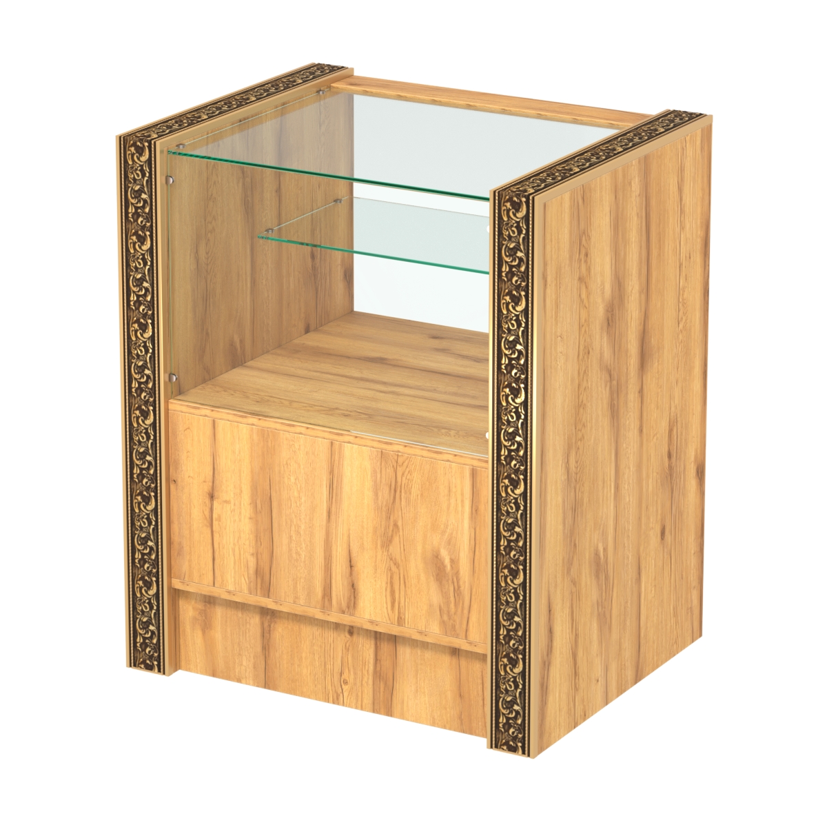 Недорогой прилавок малый с декоративными молдингами №ПДМ-3-600 Дуб Золотистый