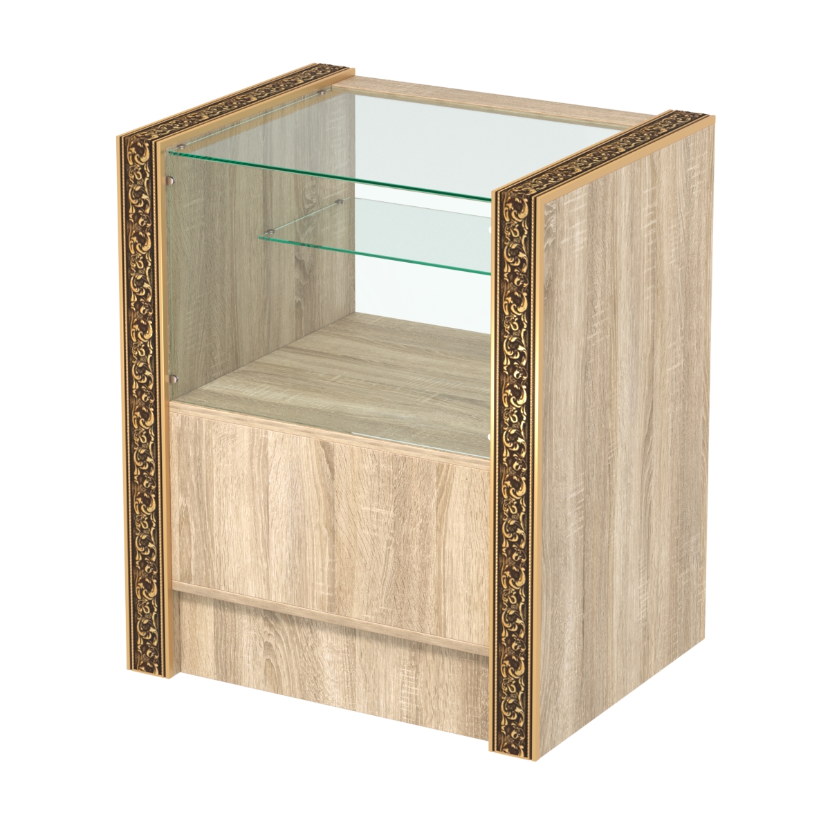 Недорогой прилавок малый с декоративными молдингами №ПДМ-3-600 Дуб сонома