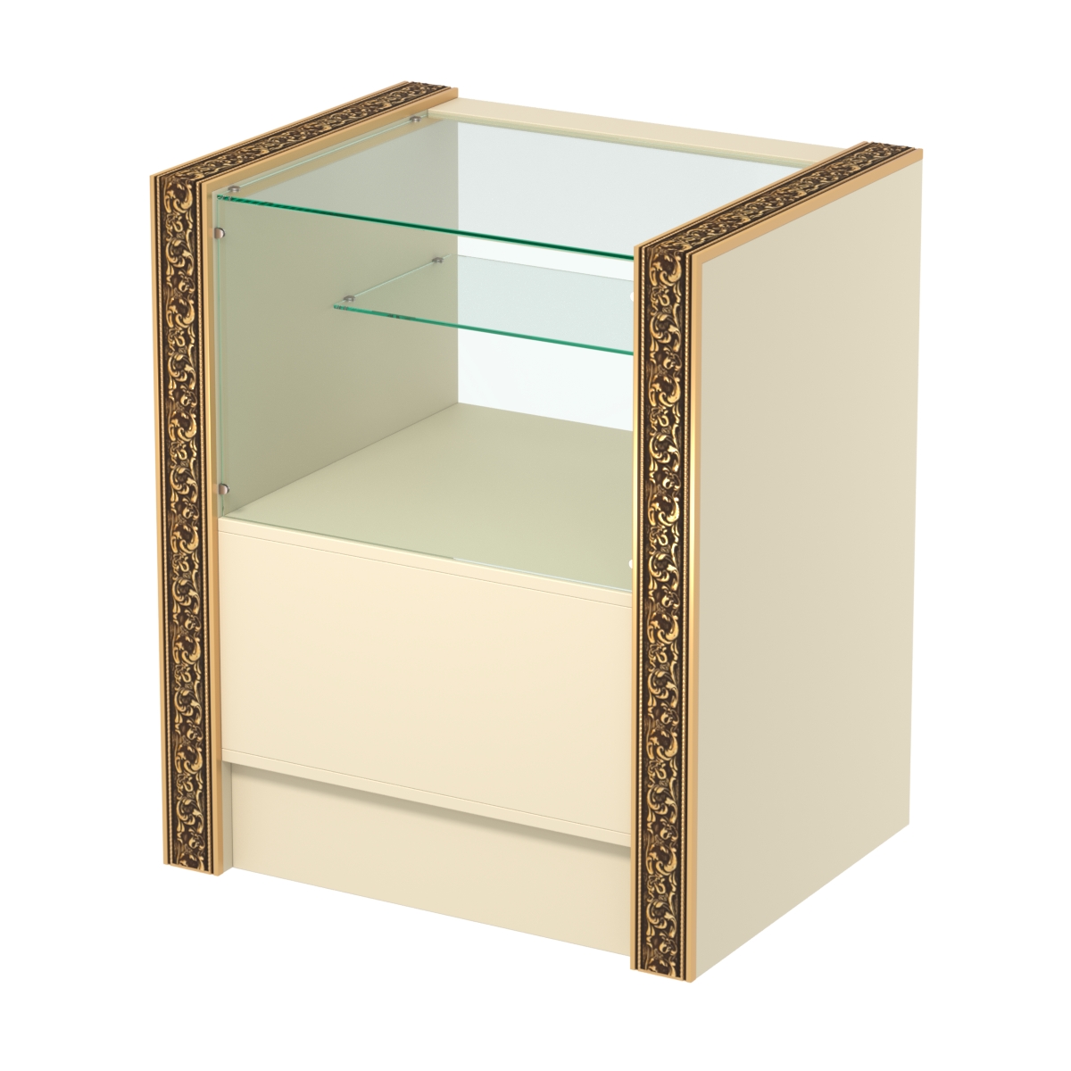 Недорогой прилавок малый с декоративными молдингами №ПДМ-3-600 Крем Вайс