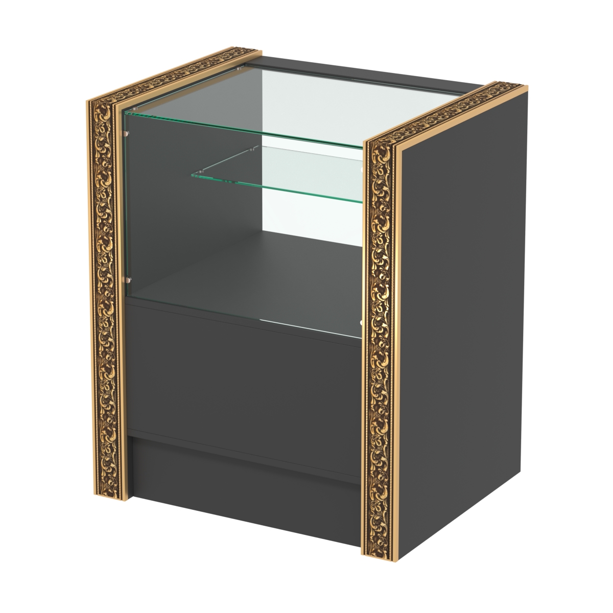 Недорогой прилавок малый с декоративными молдингами №ПДМ-3-600 Черный