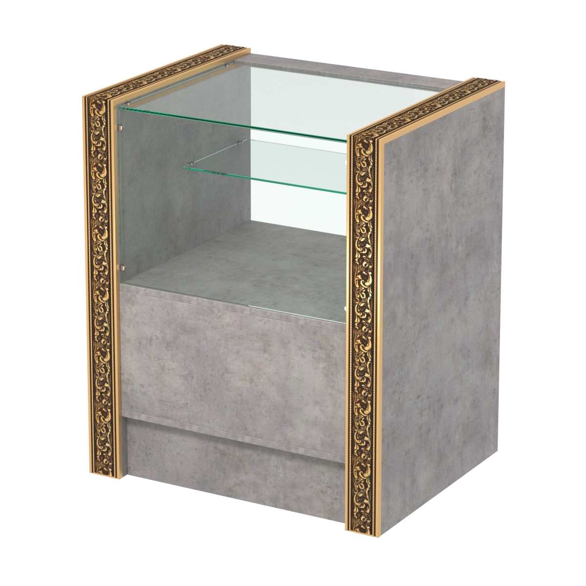 Недорогой прилавок малый с декоративными молдингами №ПДМ-3-600 Бетон Чикаго светло-серый F186 ST9