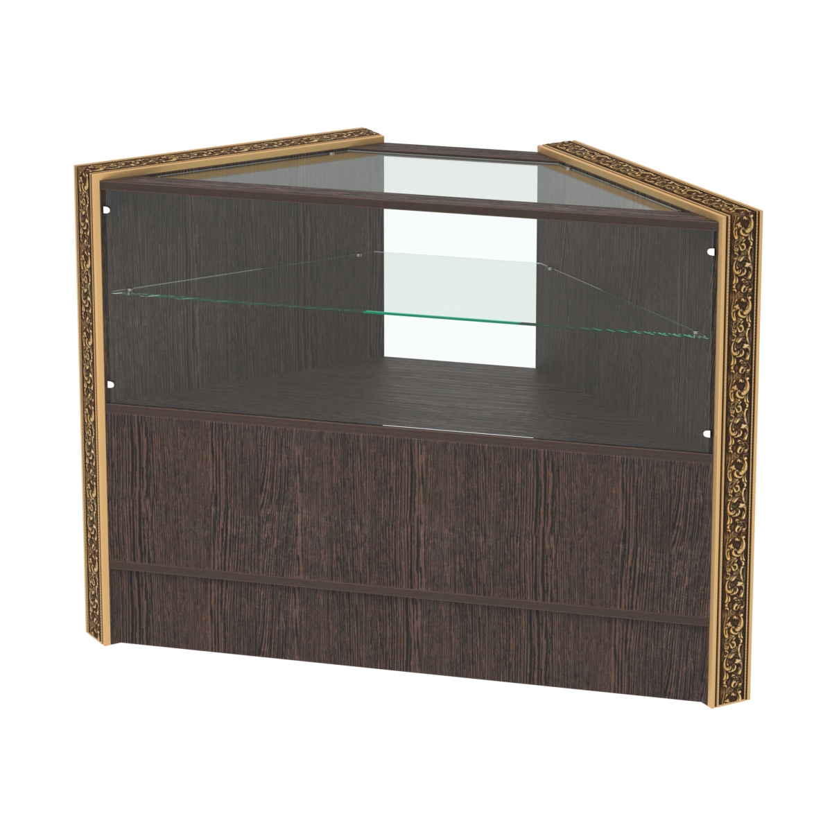 Недорогой прилавок угловой с декоративными молдингами №ПДМ-9 Дуб Венге