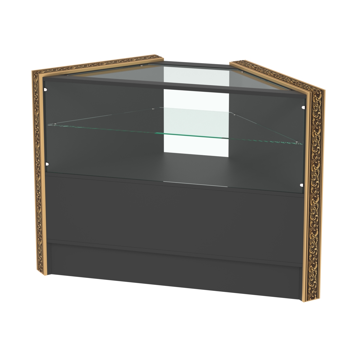 Недорогой прилавок угловой с декоративными молдингами №ПДМ-9 Черный