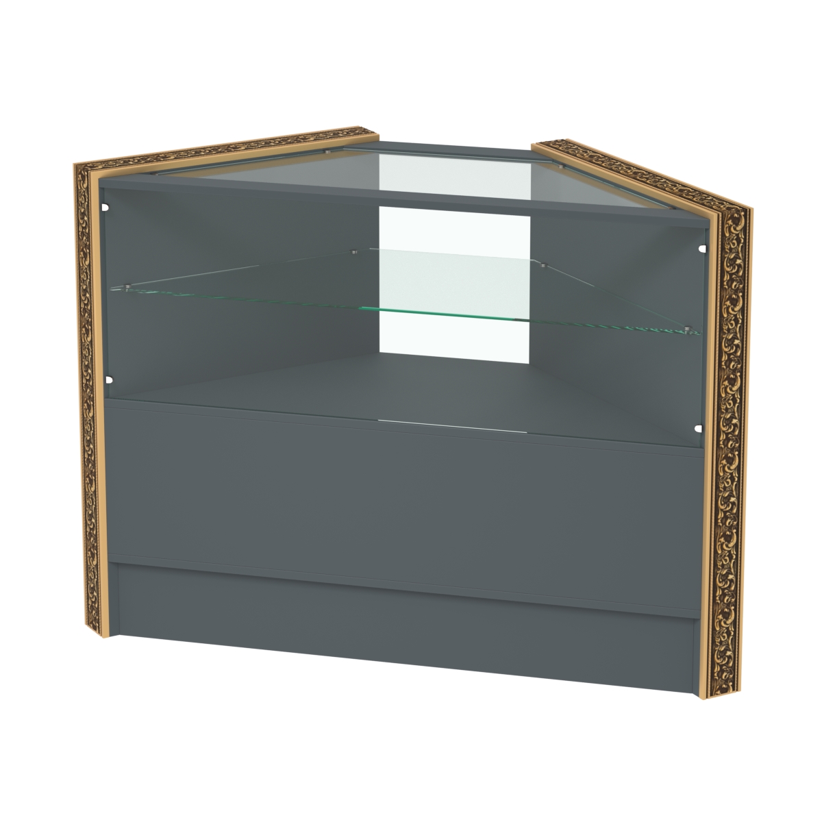 Недорогой прилавок угловой с декоративными молдингами №ПДМ-9 Темно-Серый