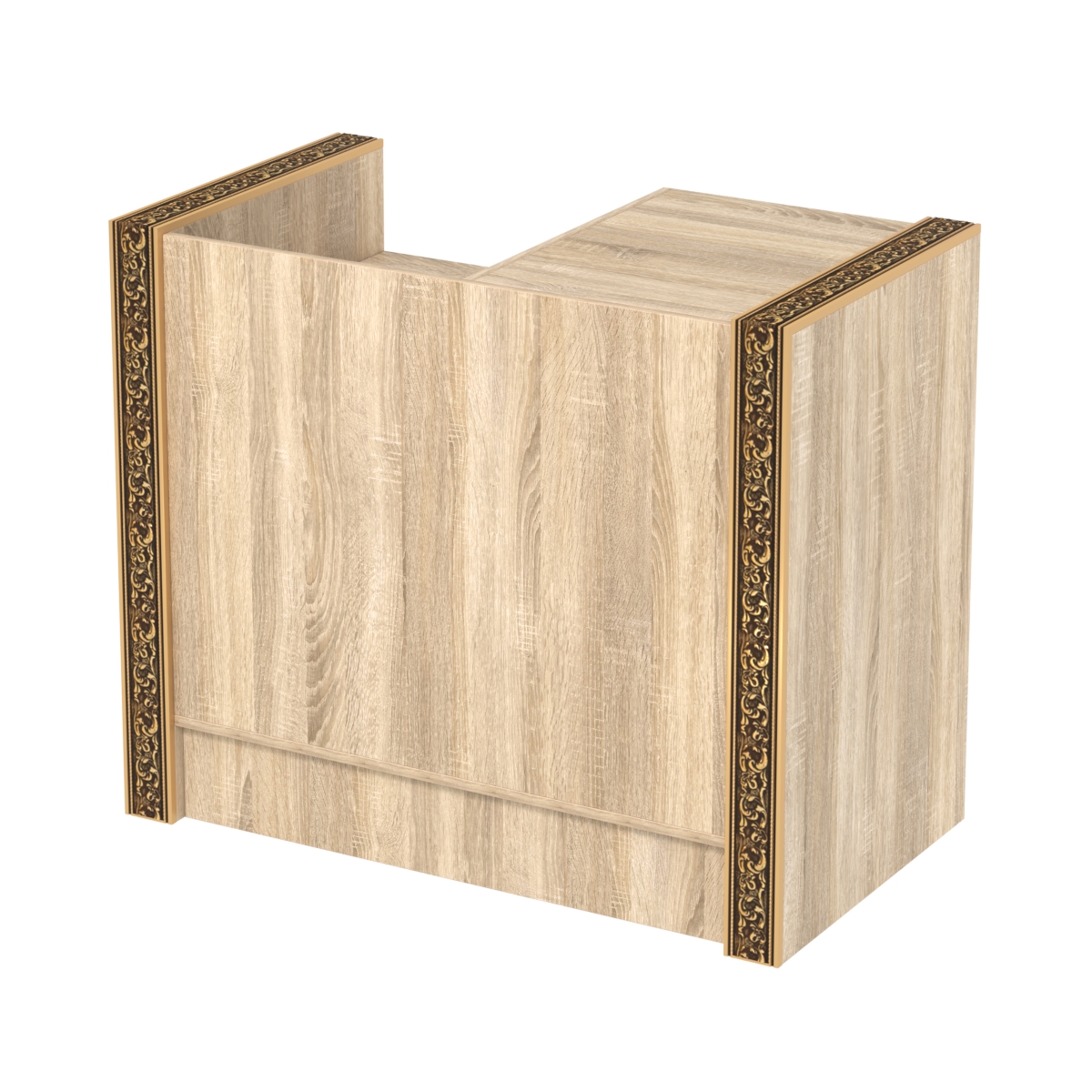 Недорогой кассовый прилавок с ящиками и декоративными молдингами №ПДМ-К2 Дуб сонома