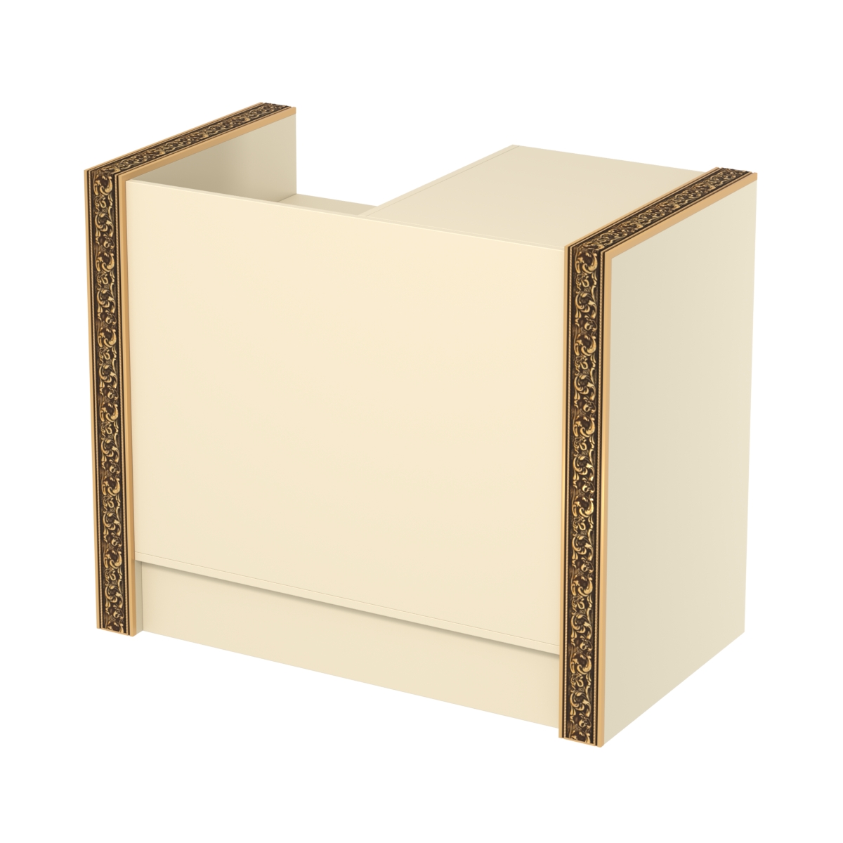 Недорогой кассовый прилавок с ящиками и декоративными молдингами №ПДМ-К2 Крем Вайс