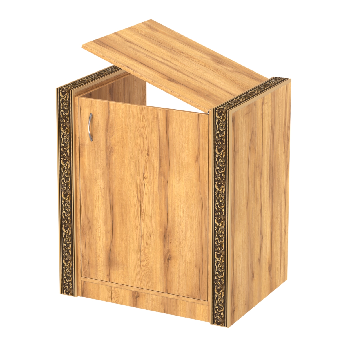 Недорогой прилавок-проход с декоративными молдингами №ПДМ-ПР-600 Дуб Золотистый