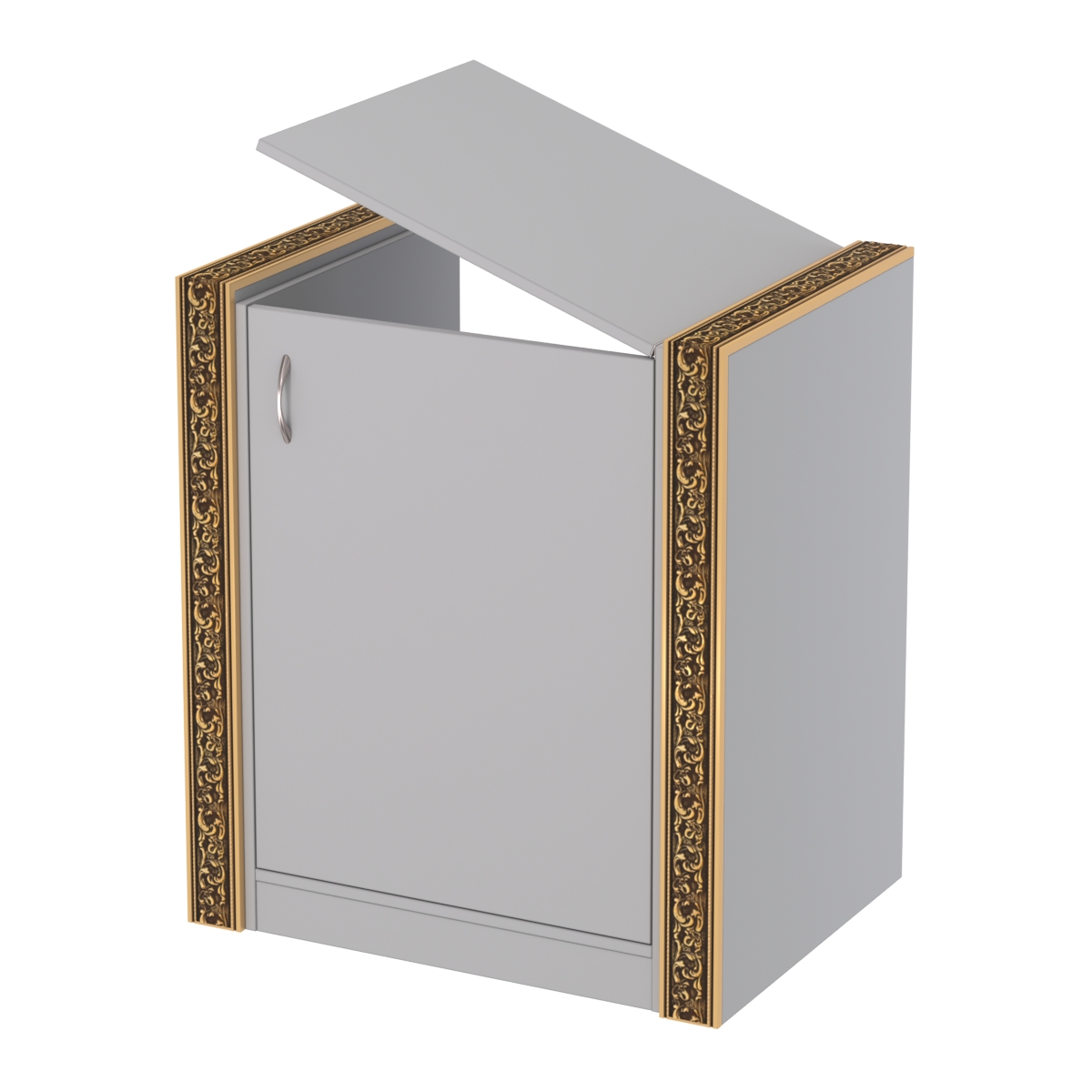 Недорогой прилавок-проход с декоративными молдингами №ПДМ-ПР-600 Серый