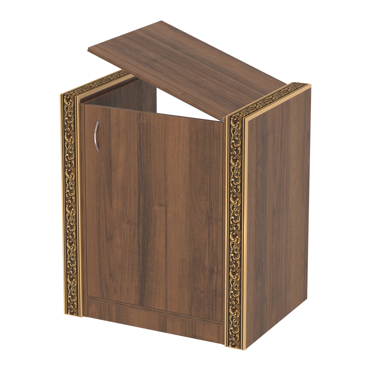 Недорогой прилавок-проход с декоративными молдингами №ПДМ-ПР-600 Орех