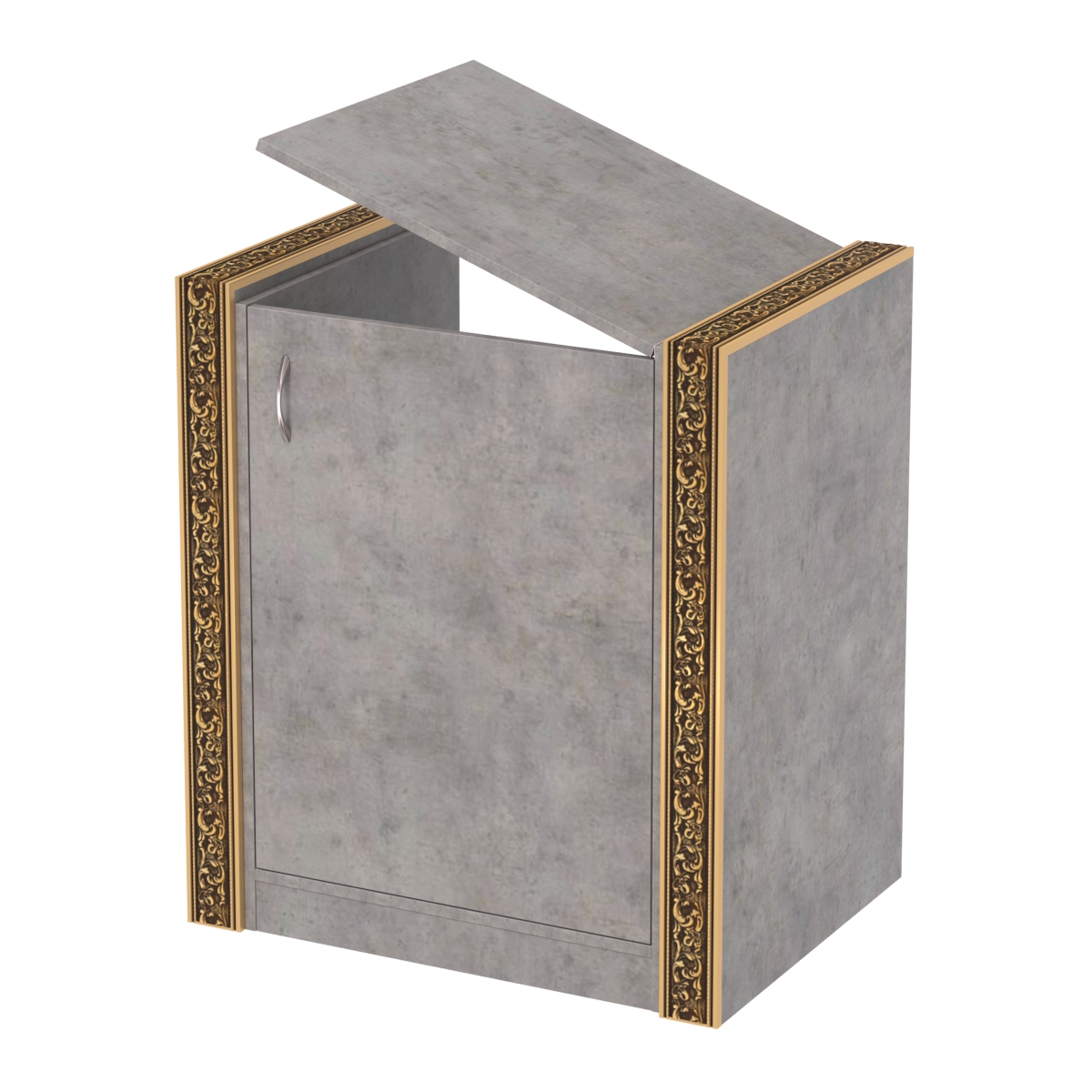 Недорогой прилавок-проход с декоративными молдингами №ПДМ-ПР-600 Бетон Чикаго светло-серый F186 ST9