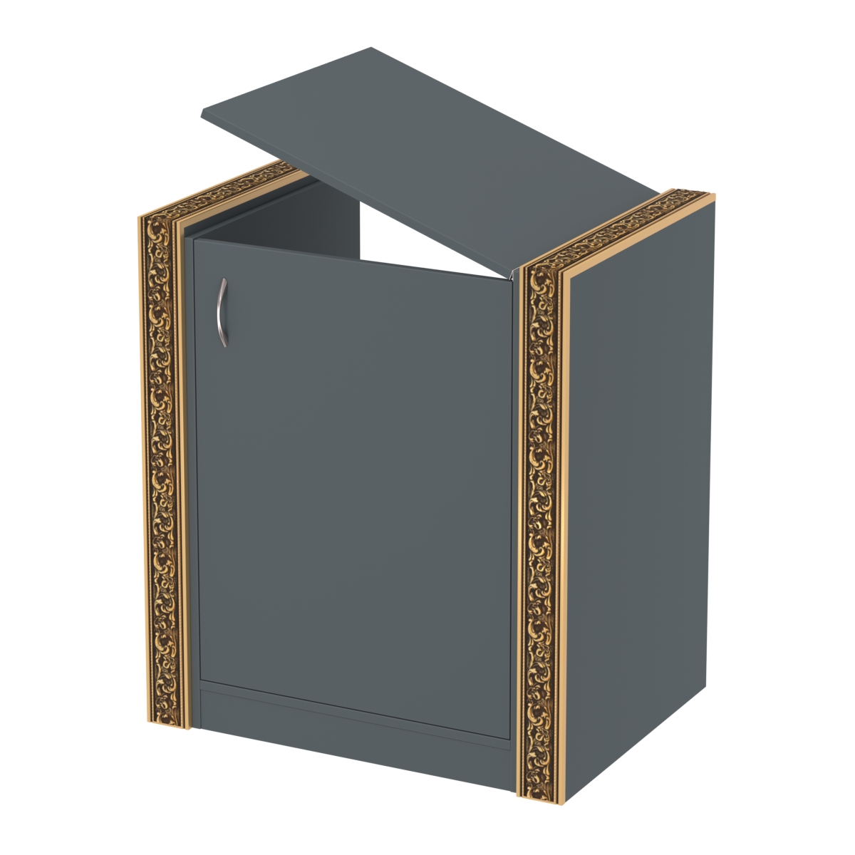 Недорогой прилавок-проход с декоративными молдингами №ПДМ-ПР-600 Темно-Серый