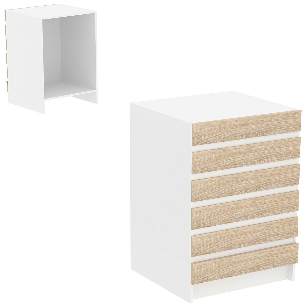 Торговый стол-прилавок с горизонтальными панелями №5Э Белый + Дуб Сонома