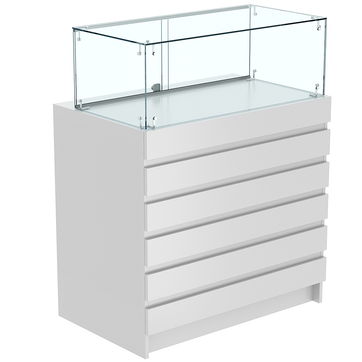 Торговый прилавок с прозрачным колпаком и фасадными панелями №1Э-14 Серый