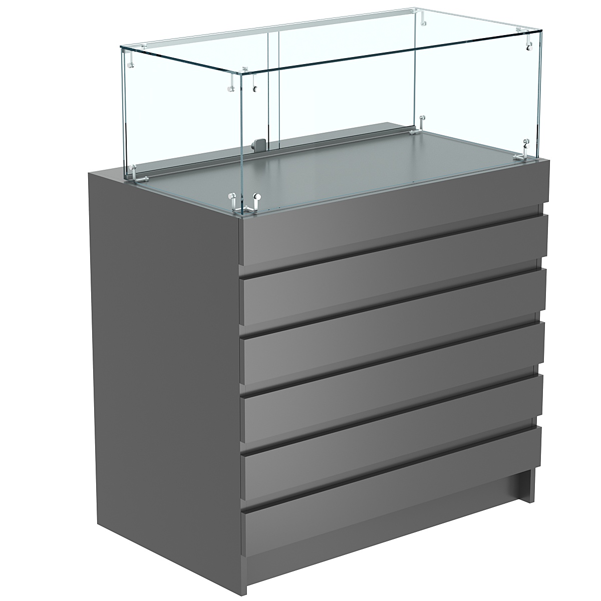 Торговый прилавок с прозрачным колпаком и фасадными панелями №1Э-14 Темно-Серый