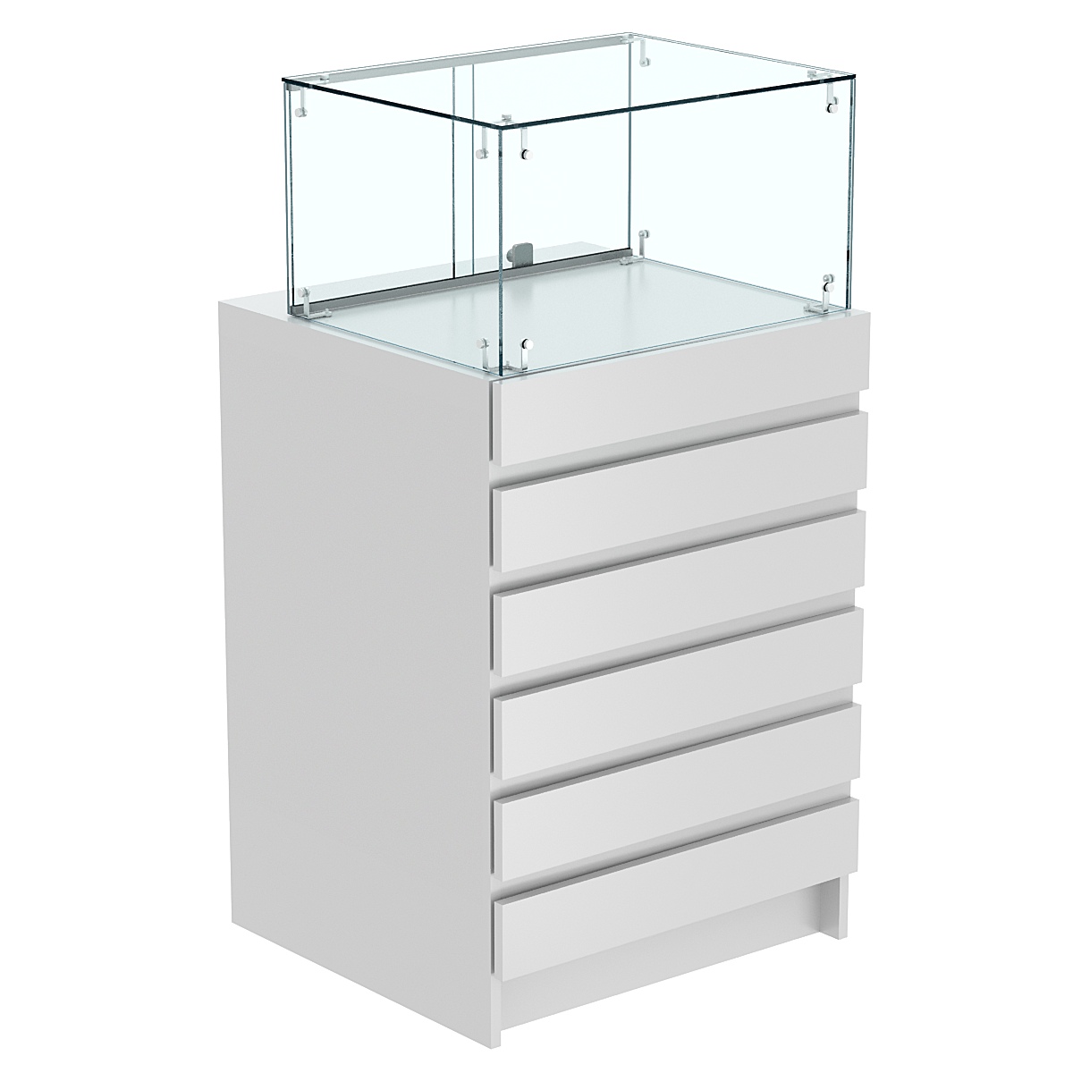 Торговый прилавок с прозрачной витриной и фасадным декором №5Э-14 Серый