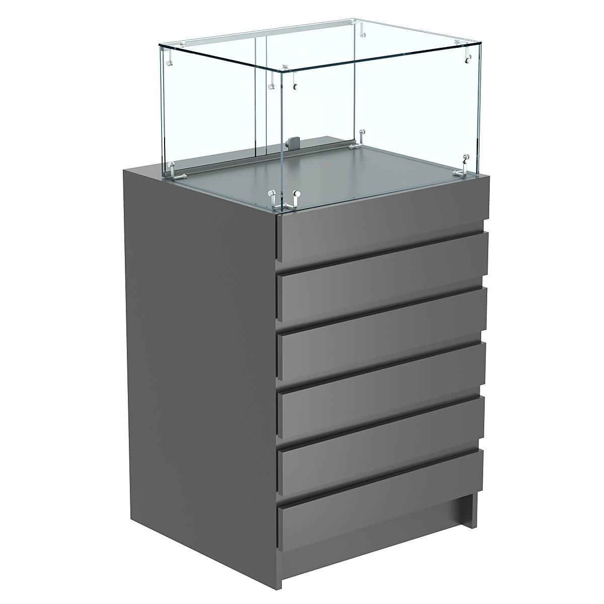 Торговый прилавок с прозрачной витриной и фасадным декором №5Э-14 Темно-Серый