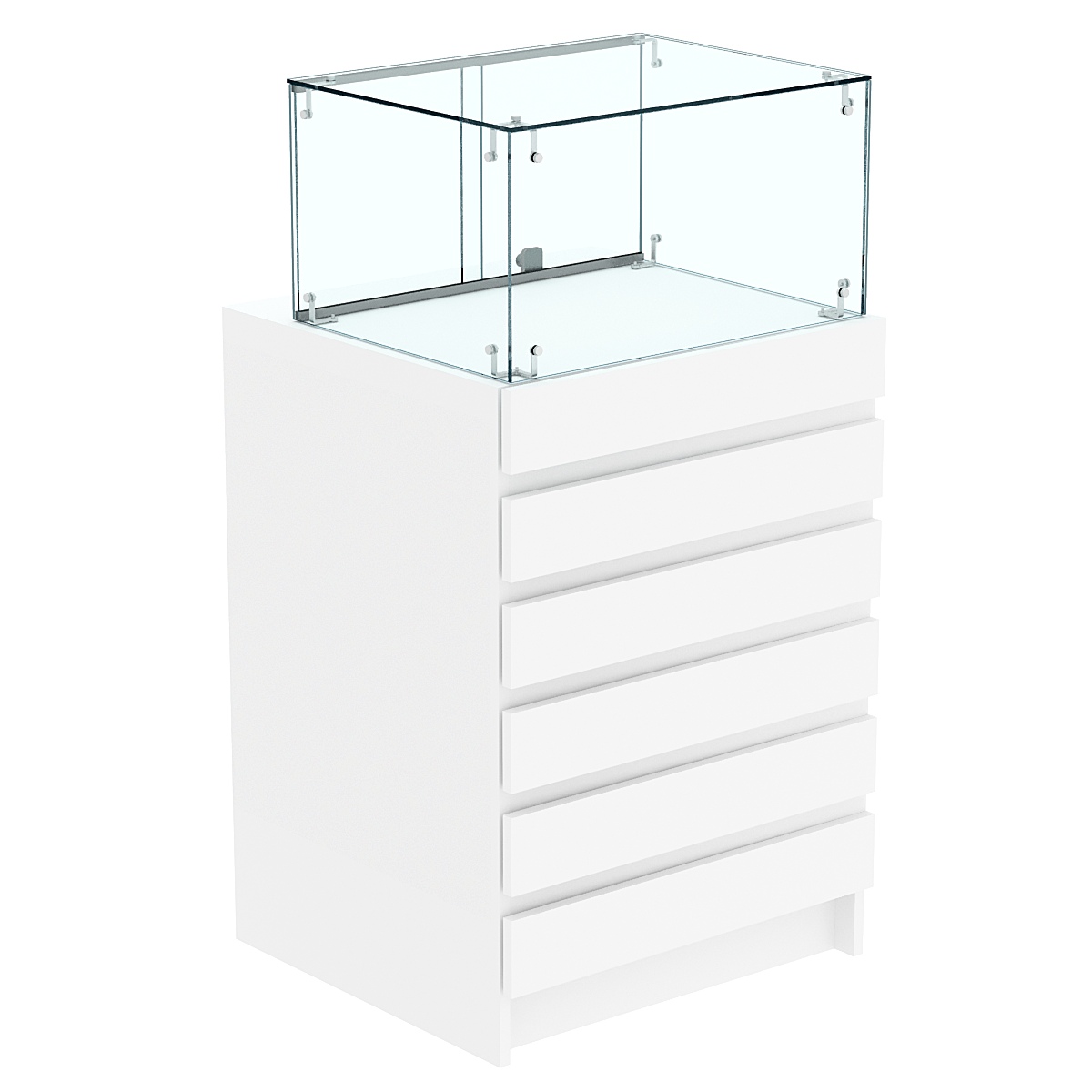 Торговый прилавок с прозрачной витриной и фасадным декором №5Э-14 Белый