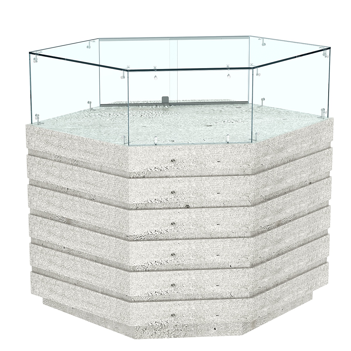 Торговый прилавок угловой с низкой витриной и фасадными панелями №14Э-14 Метрополитан Грей