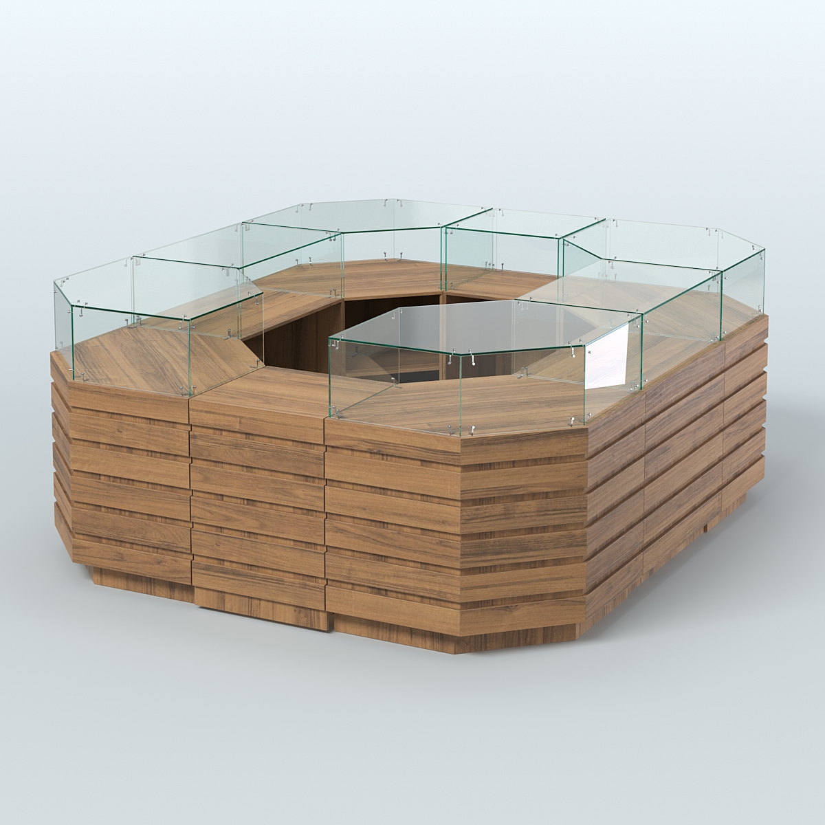 Торговый островок с декоративными накладками №1 равносторонний (6,48 кв.м) Орех