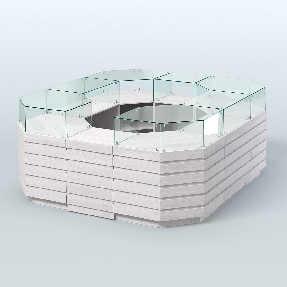 Торговый островок с декоративными накладками №1 равносторонний (6,48 кв.м) Ясень Анкор светлый