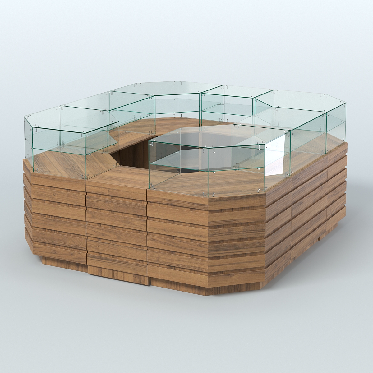 Торговый островок с декоративными накладками №2 восьмиугольный (6,48 кв.м) Орех