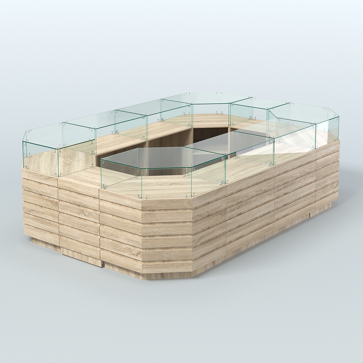 Торговый островок с высоким накопителем и декоративными накладками №3 (8, 64 кв.м) Дуб сонома