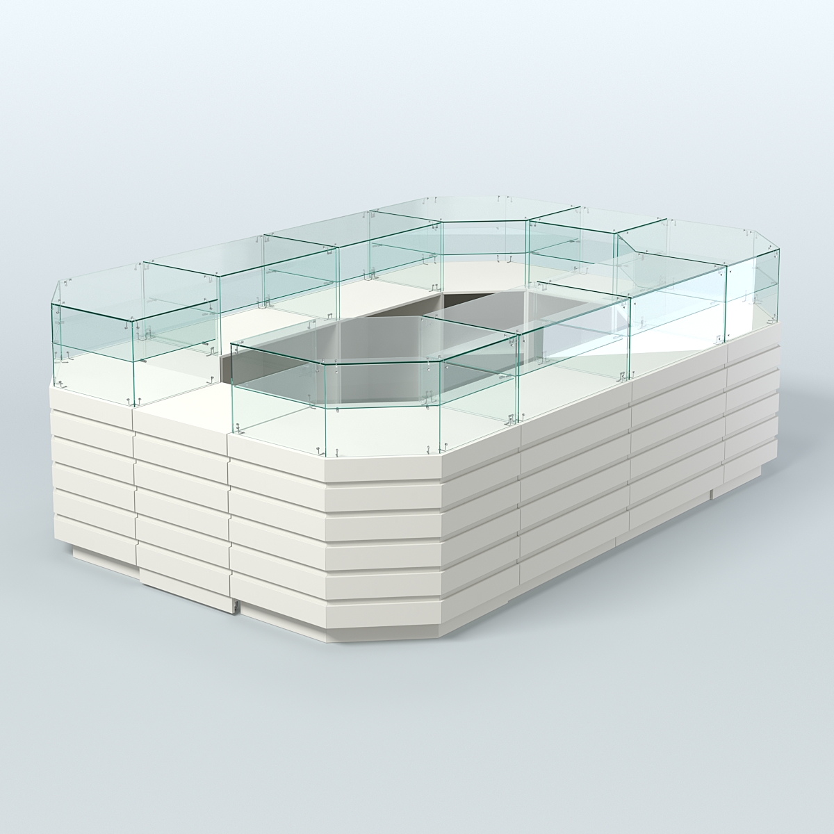 Торговый островок со стеклянным верхом и декоративными накладками №4 (8, 64 кв.м) Белый