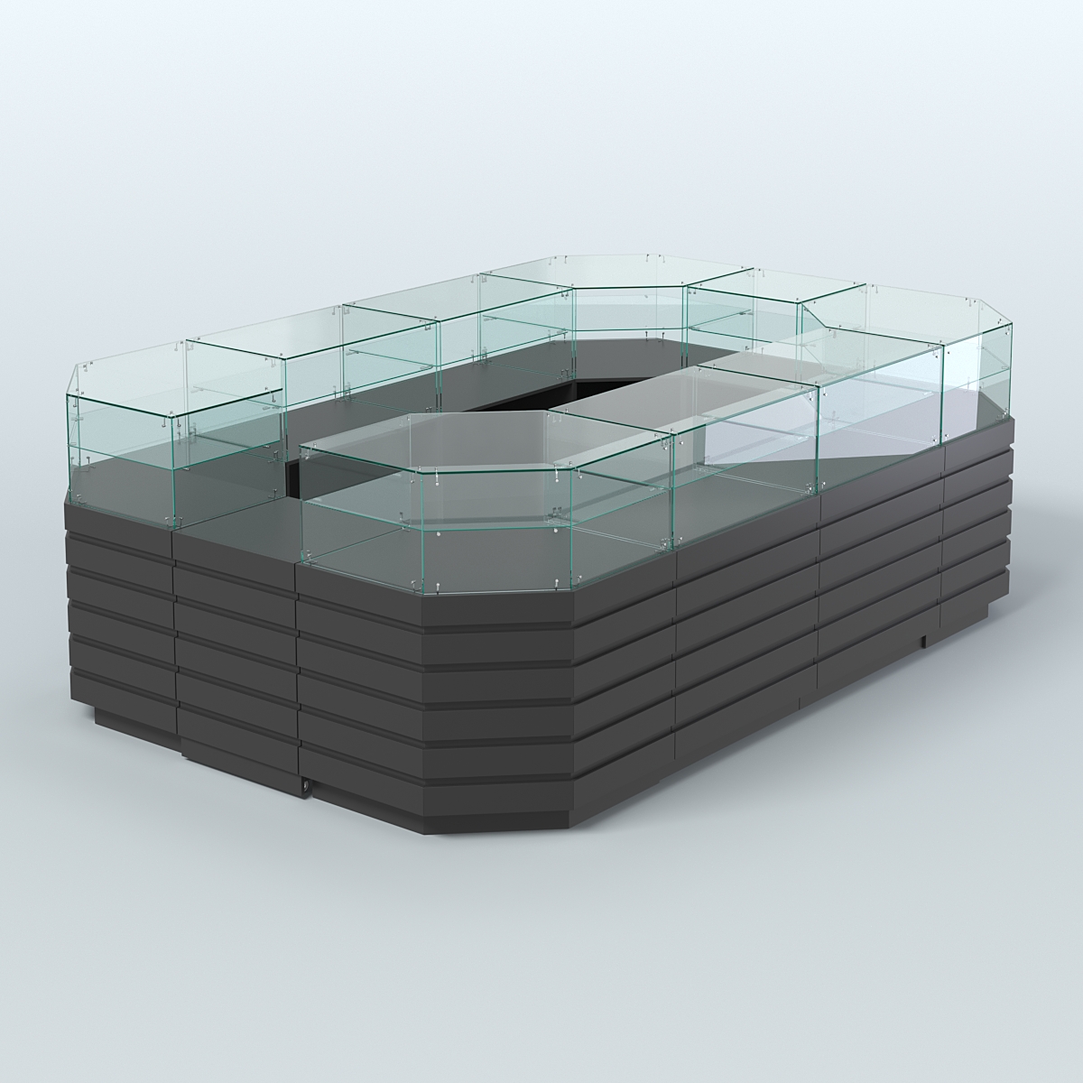Торговый островок со стеклянным верхом и декоративными накладками №4 (8, 64 кв.м) Черный