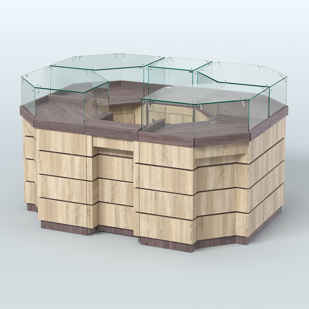 Торговый островок GOLD №1 (3,13 кв.м) Ясень Анкор темный и Дуб Сонома