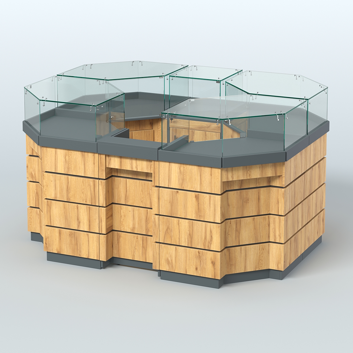 Торговый островок GOLD №1 (3,13 кв.м) Темно-Серый  + Дуб Золотистый