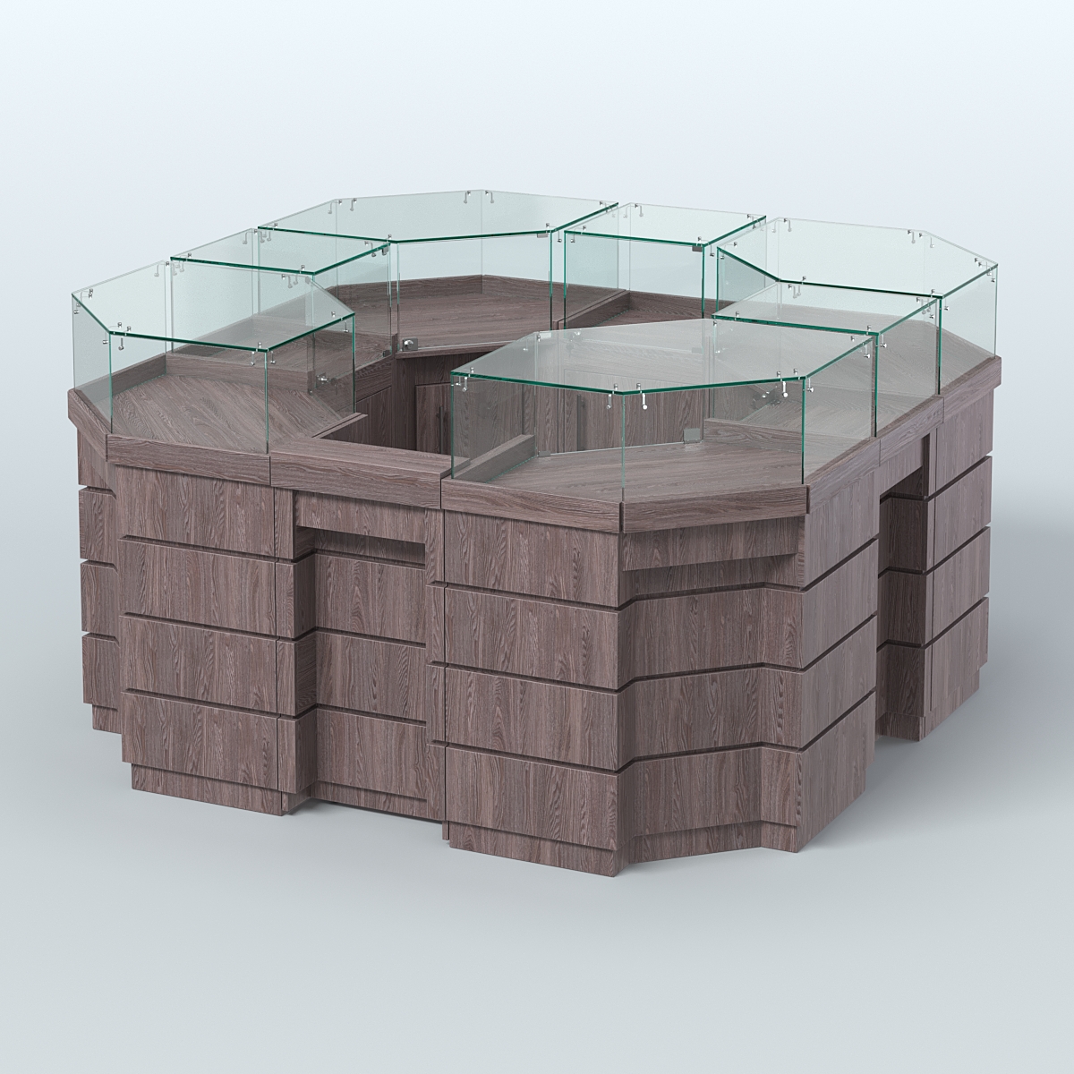 Торговый островок GOLD №2 восьмиугольный (4,04 кв.м) Ясень Анкор темный