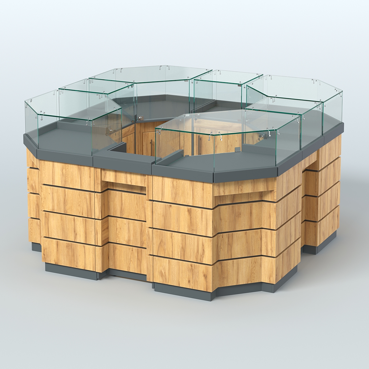 Торговый островок GOLD №2 восьмиугольный (4,04 кв.м) Темно-Серый  + Дуб Золотистый