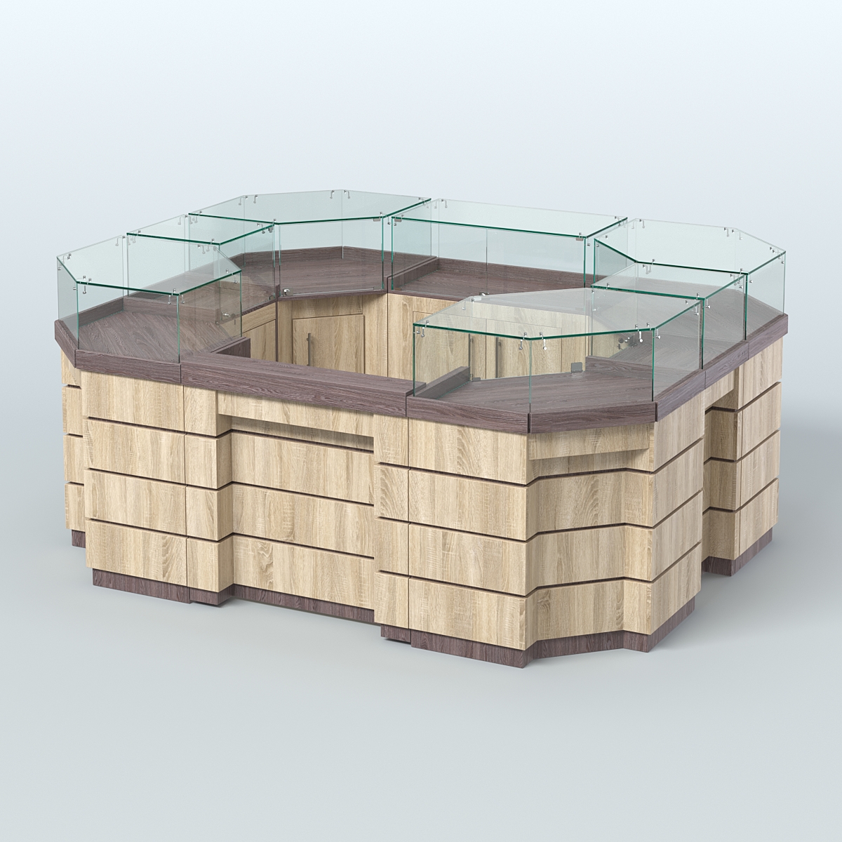 Торговый островок GOLD №3 (4,94 кв.м) Ясень Анкор темный и Дуб Сонома