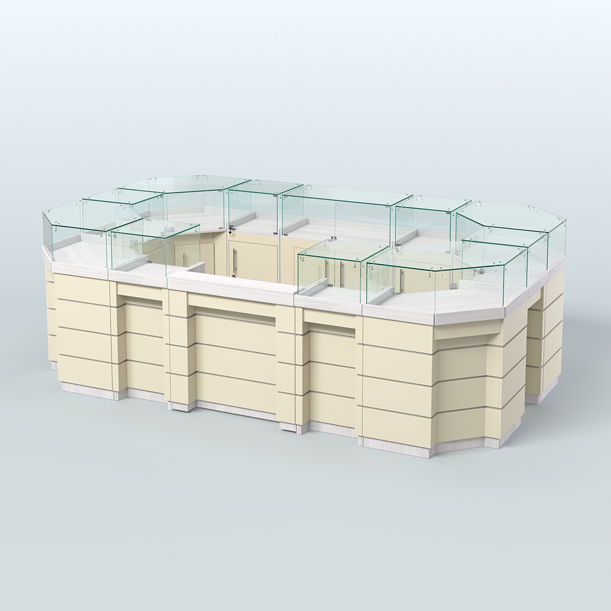 Торговый островок GOLD №4 (6,75 кв.м) Ясень Анкор светлый и Крем Вайс