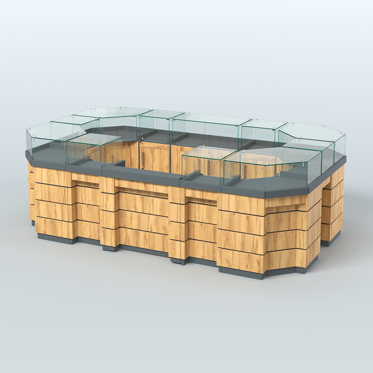 Торговый островок GOLD №4 (6,75 кв.м) Темно-Серый  + Дуб Золотистый