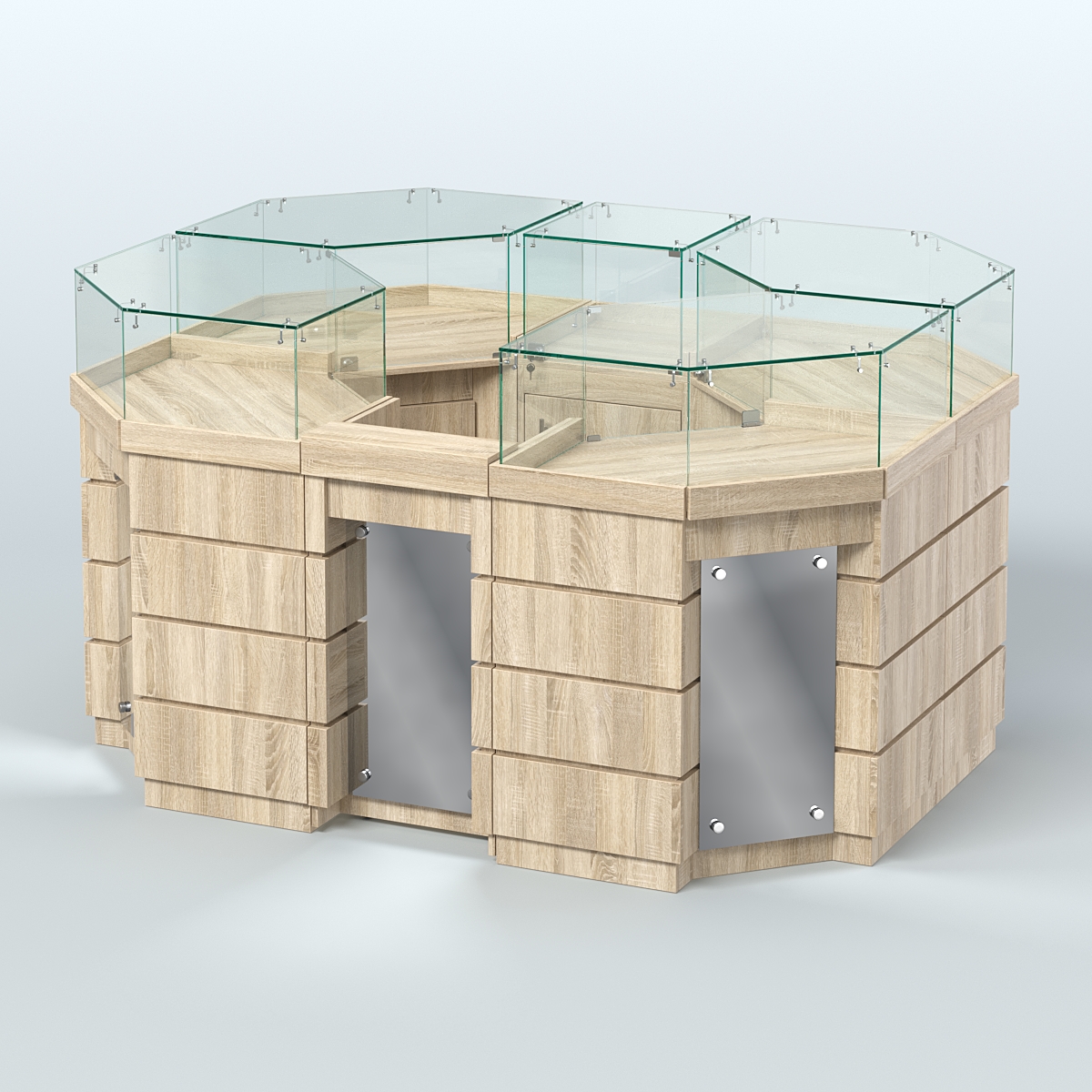 Торговый островок GOLD с зеркальным фасадом №1-1 (3,13 кв.м) Дуб сонома