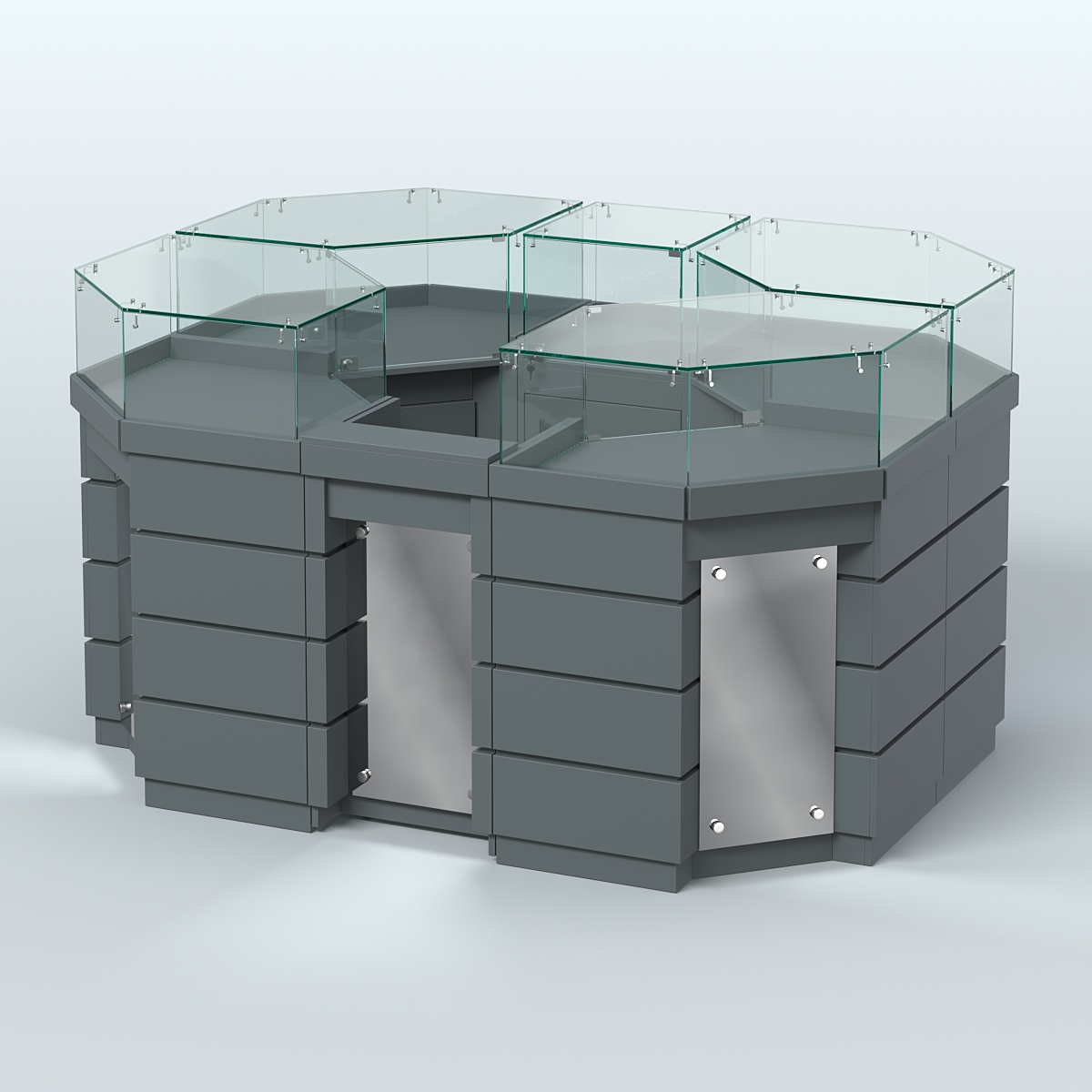 Торговый островок GOLD с зеркальным фасадом №1-1 (3,13 кв.м) Темно-Серый