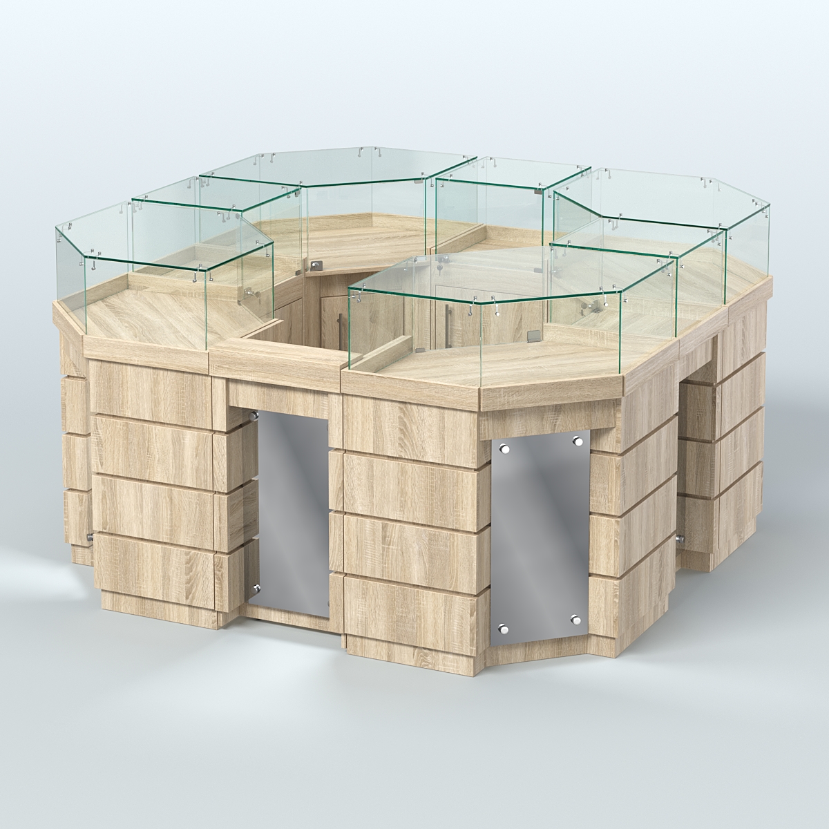 Торговый островок GOLD с зеркальным фасадом восьмиугольный №2-1 (4,04 кв.м) Дуб сонома