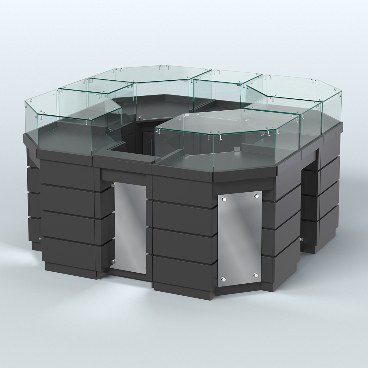 Торговый островок GOLD с зеркальным фасадом восьмиугольный №2-1 (4,04 кв.м) Черный