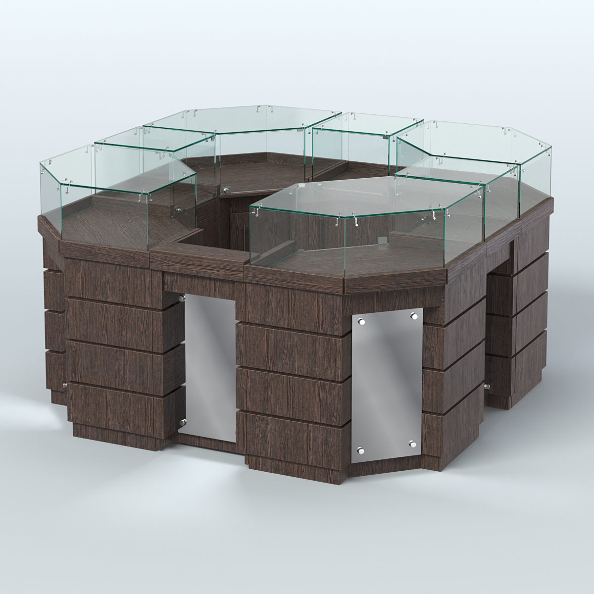 Торговый островок GOLD с зеркальным фасадом восьмиугольный №2-1 (4,04 кв.м) Дуб Венге