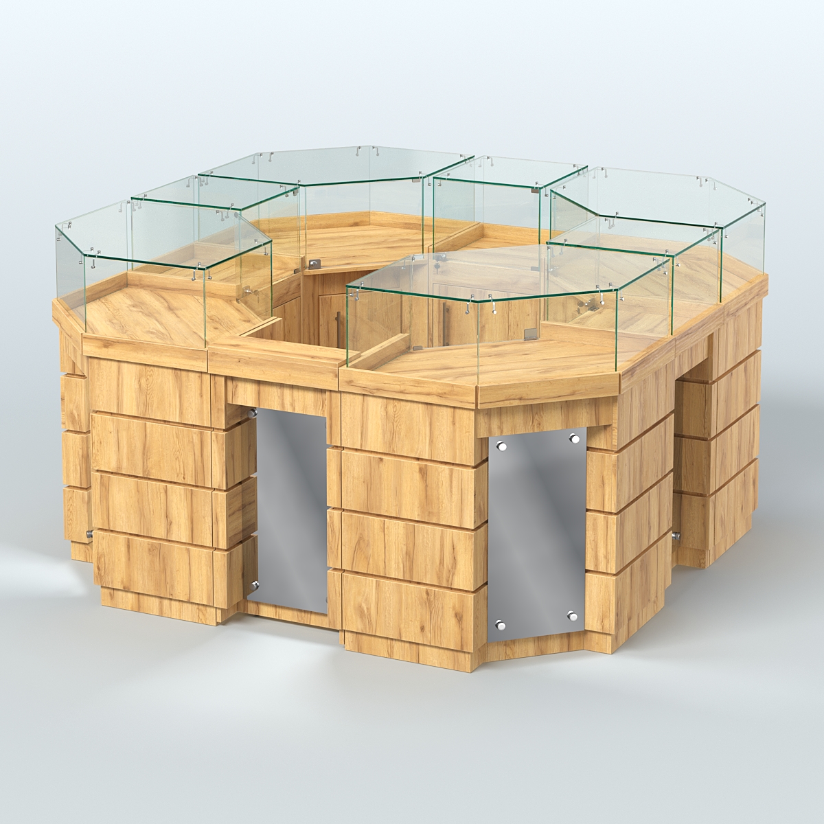 Торговый островок GOLD с зеркальным фасадом восьмиугольный №2-1 (4,04 кв.м) Дуб Золотистый